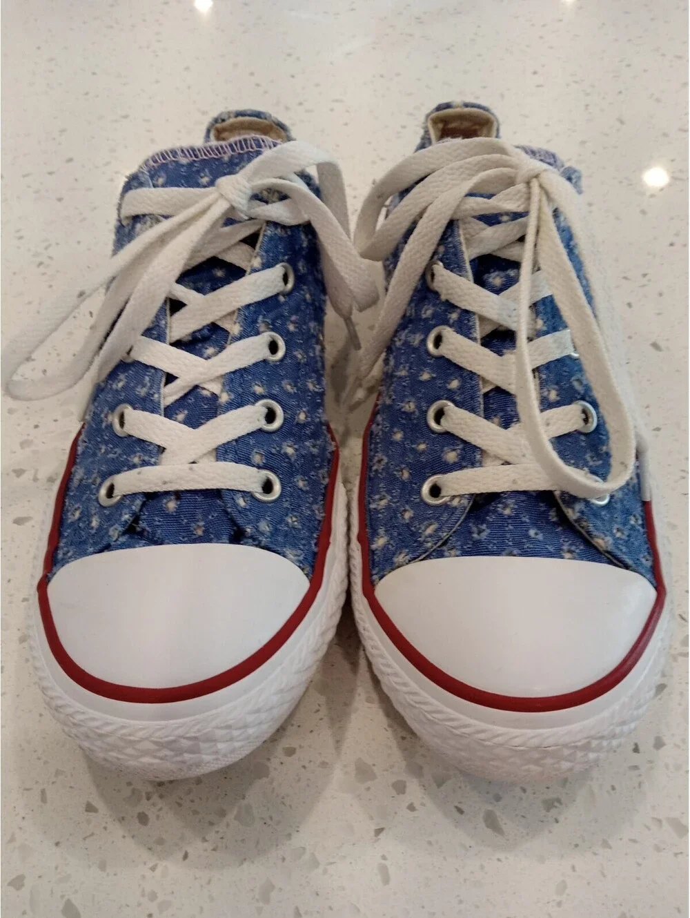 Converse Chuck Taylor Juniors Size 4 Light Blue Denim White Star Double Tongue 4